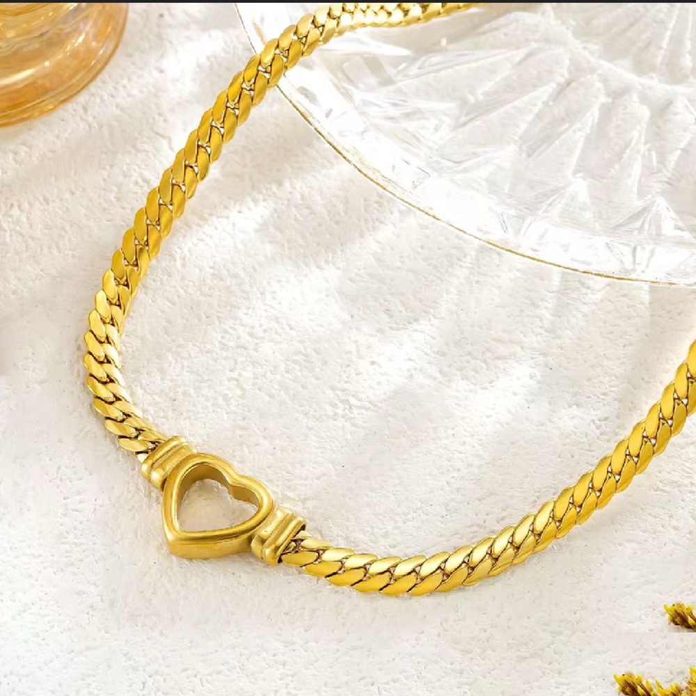 Stainless Steel Gold Plated Heart Necklace